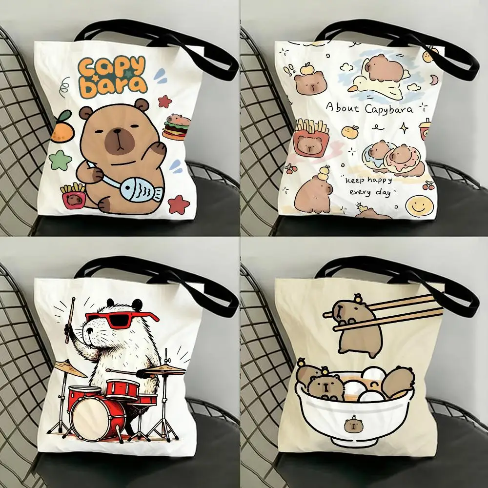 Animal Art Capybara Storage Bags Shopping Bags Series Print Bags Lightweight Shoulder Bag For Daily Use