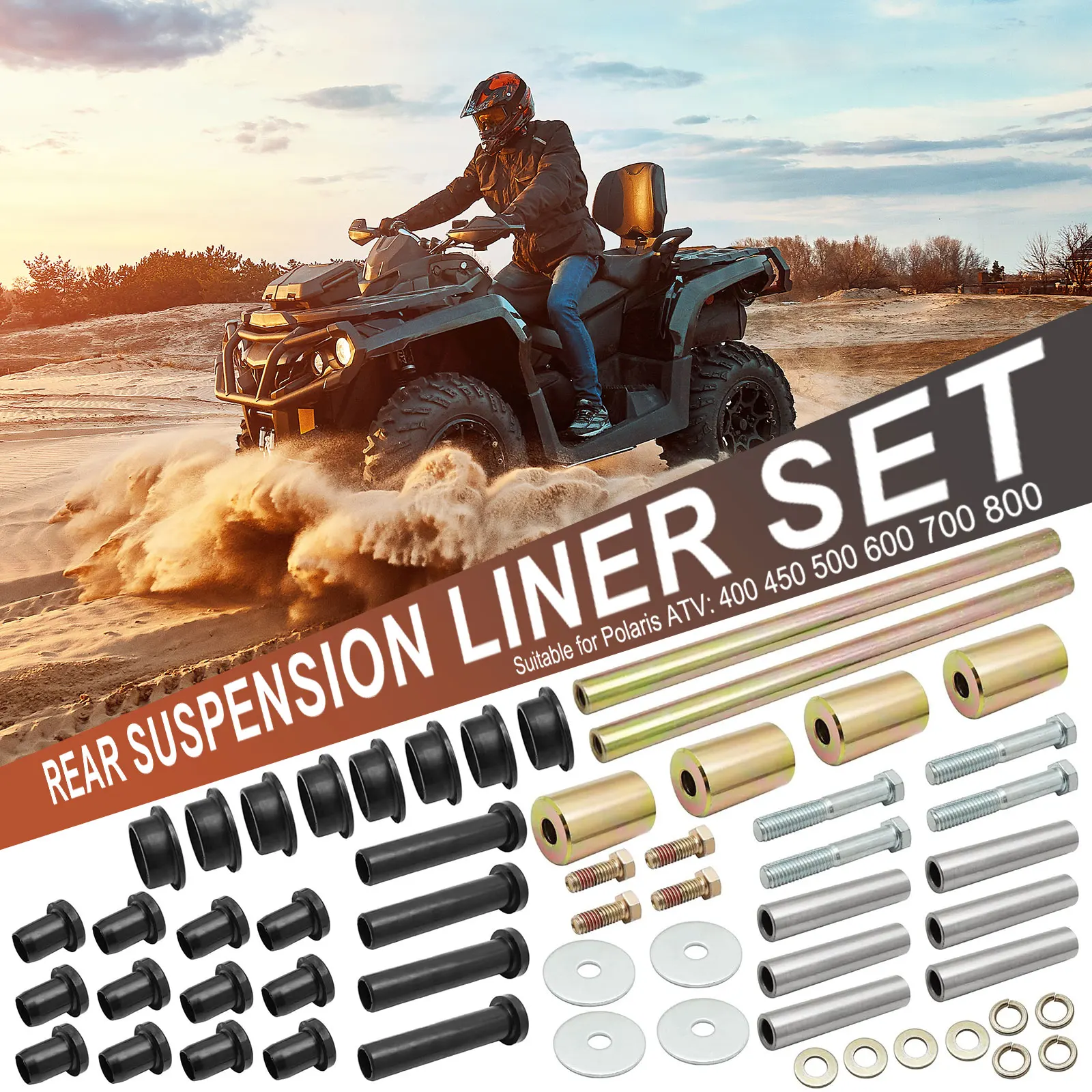 OE:5020826 Zestaw tulei wahacza, wałki odporne na zużycie, tylny lewy i prawy zestaw wałków, uniwersalny do Polaris Sportsman 400 450 600 700