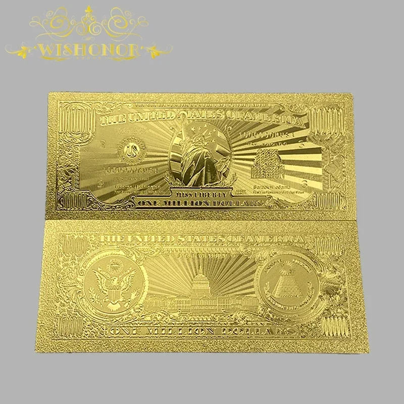 

10pcs/lot Nice America Banknote 1 2 5 10 20 50 100 500 1000 5000 1Million Dollar Banknote in 24k Gold Plated For Collection