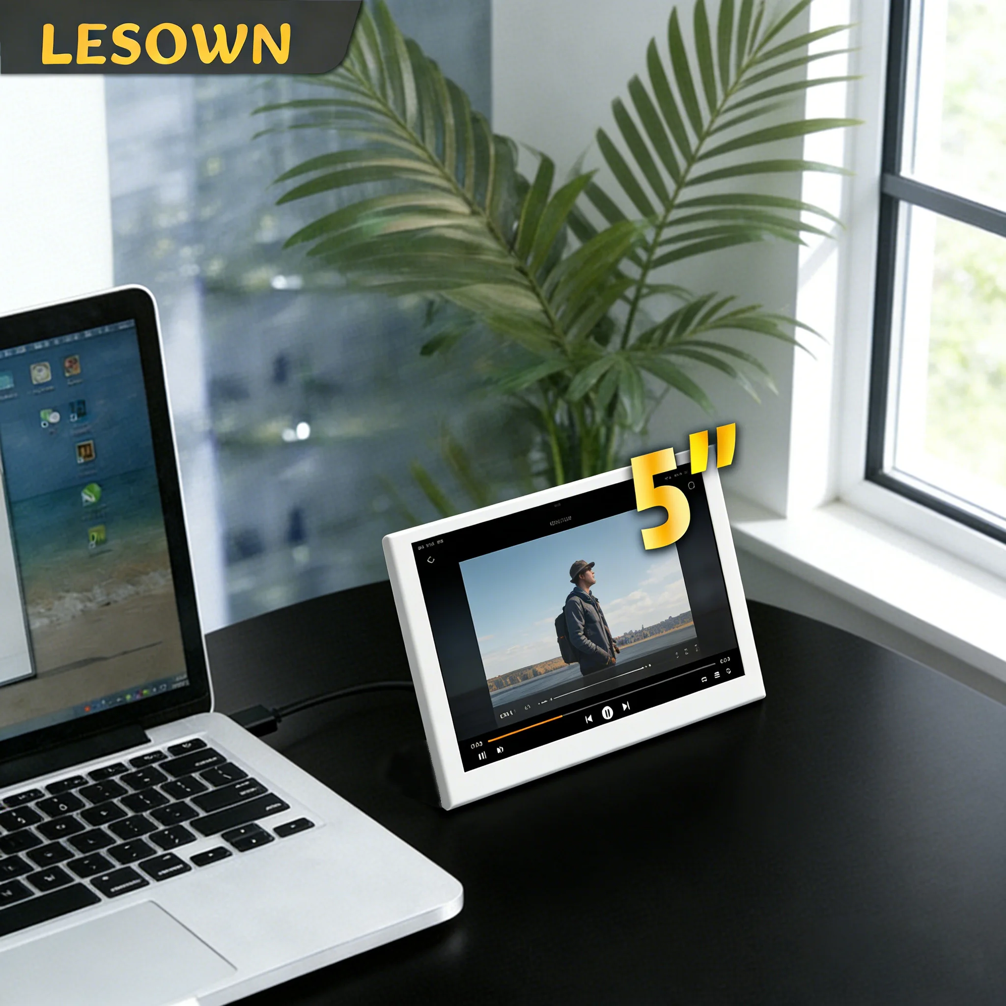 LESOWN Compact Display 5 Inch 800x480 IPS LCD Ultra Portable Small Monitor Plug & Play Extended Monitor for PC Video playback