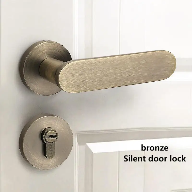 

Bedroom door lock, magnetic suction, silent lock, room door lock, wooden door handle, new Chinese style bronze interior