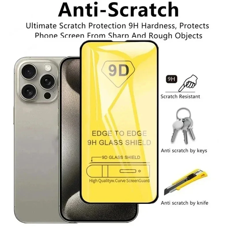 1-5PCS 9D Tempered Glass For iPhone 16 Pro Max 15 14 13 11 12 Mini XR X Xs Max 7 8 Plus SE 6s 16pro 15pro 13pro Screen Protector image 3