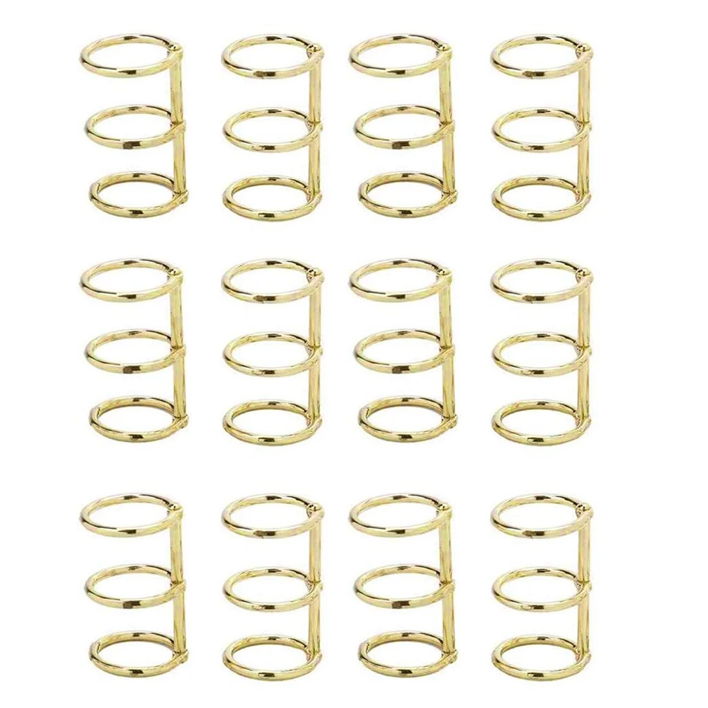 12 Pcs 3 Ring Book Rings Leaf Binders Office Book Rings Snap Split Hinged 20mm Inner Diameter Book Ring Gold