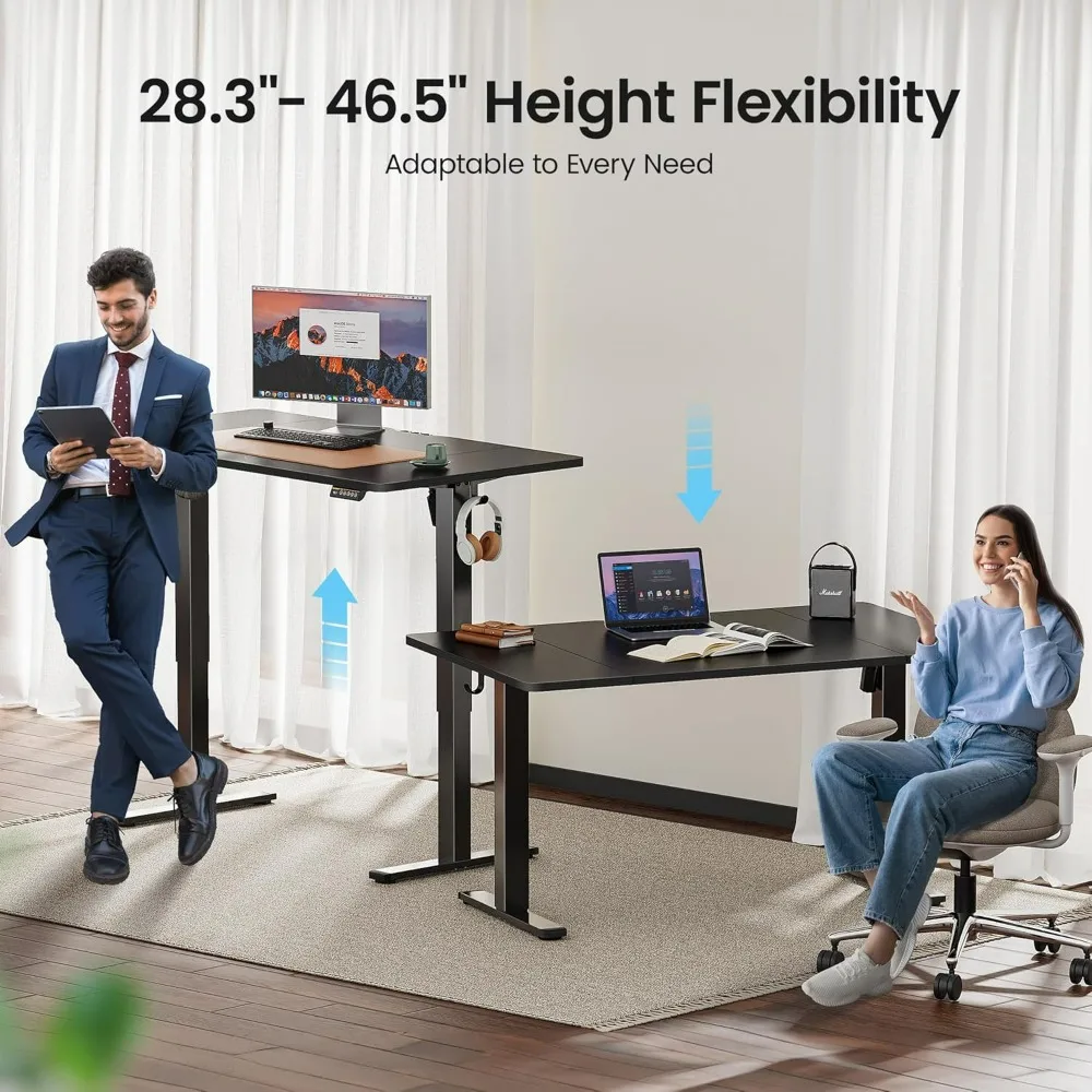 55 x 28 Large Electric Standing Desk,Height Adjustable Computer Desk,27.6