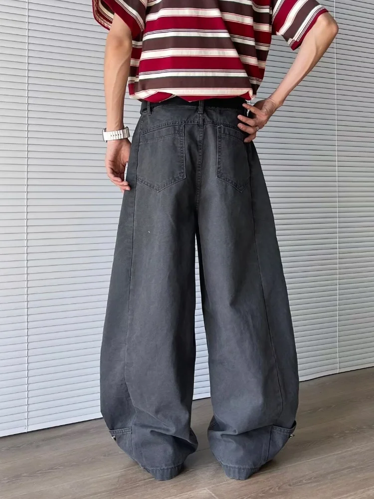2025 Trashy Y2K 2000S Mode Dunkelgrau Plissee Baggy Jeans Hosen Für Männer 90S Vintage Kleidung Breites Bein Lässige Dame Lange Hosen – Detail 12