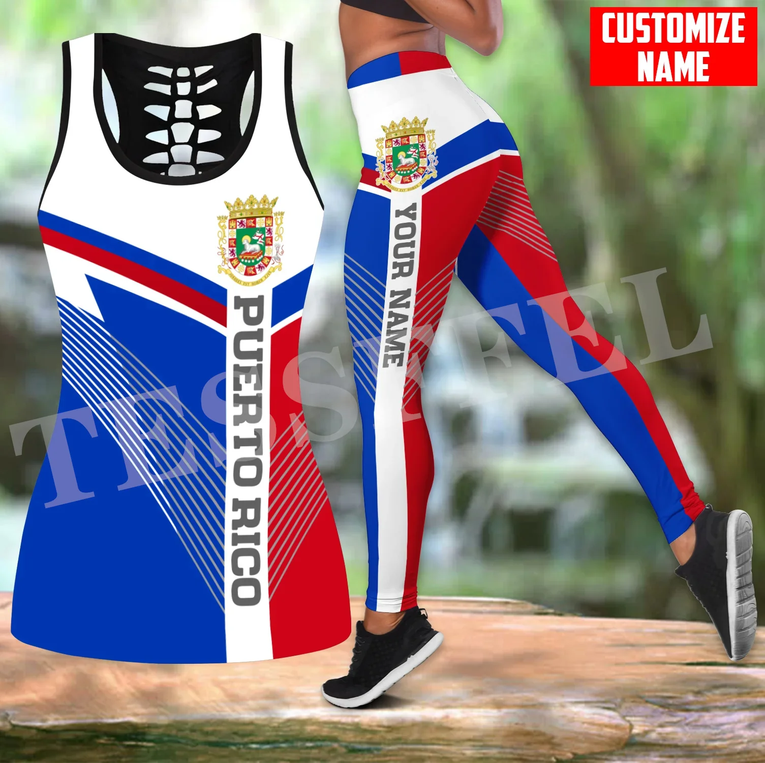 

Custom Name Puerto Rico Boricua Country Flag Tattoo Vintage 3DPrint Beautiful Women Leggings Hollowout Vest Combo Sexy Tanktop 5