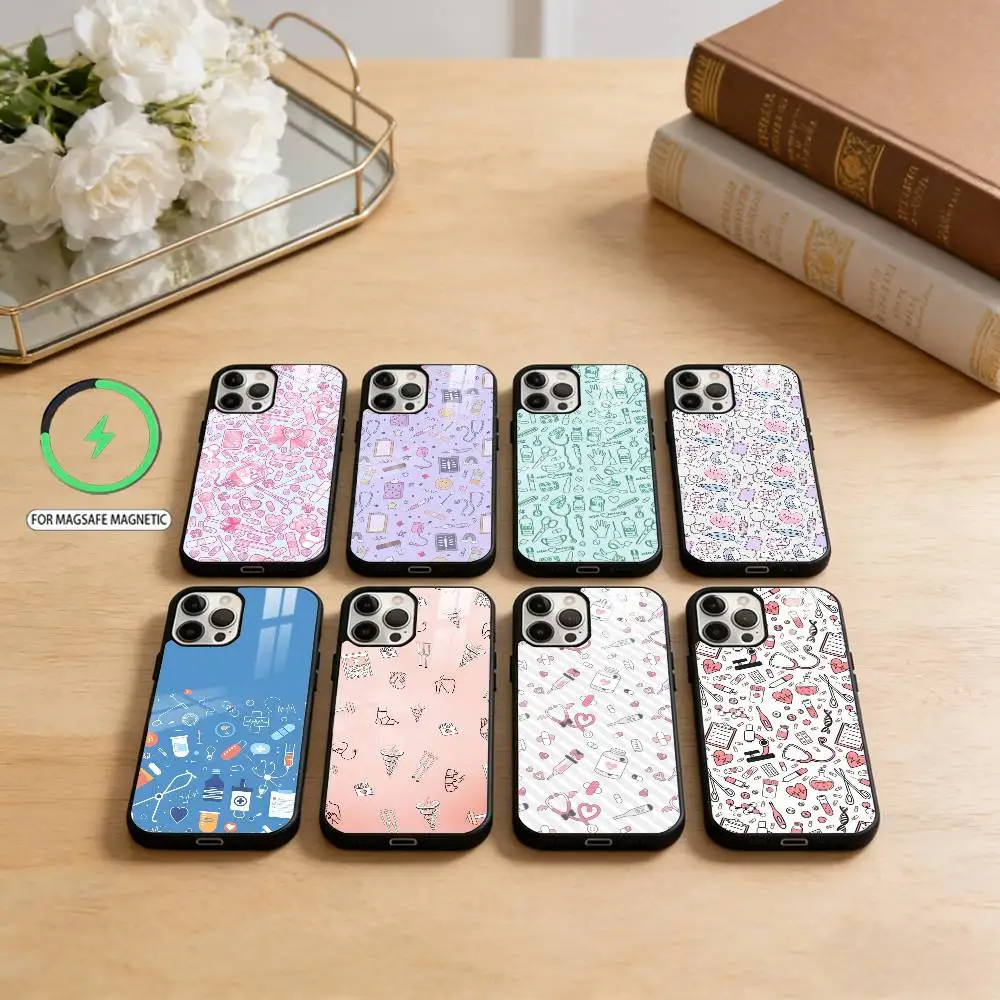 

Cartoon Medicine Doctor Nurse Phone Case For iPhone17,16,15,14,13,12,11 Plus,Pro Max Magnetic For Magsafe Wireless Charging