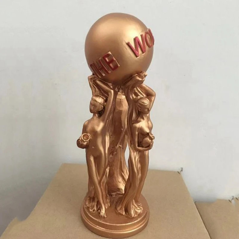 The World Is Your Statue Trophy For Office Home Decoration Birthday Graduation Ceremony Resin Statue Durable