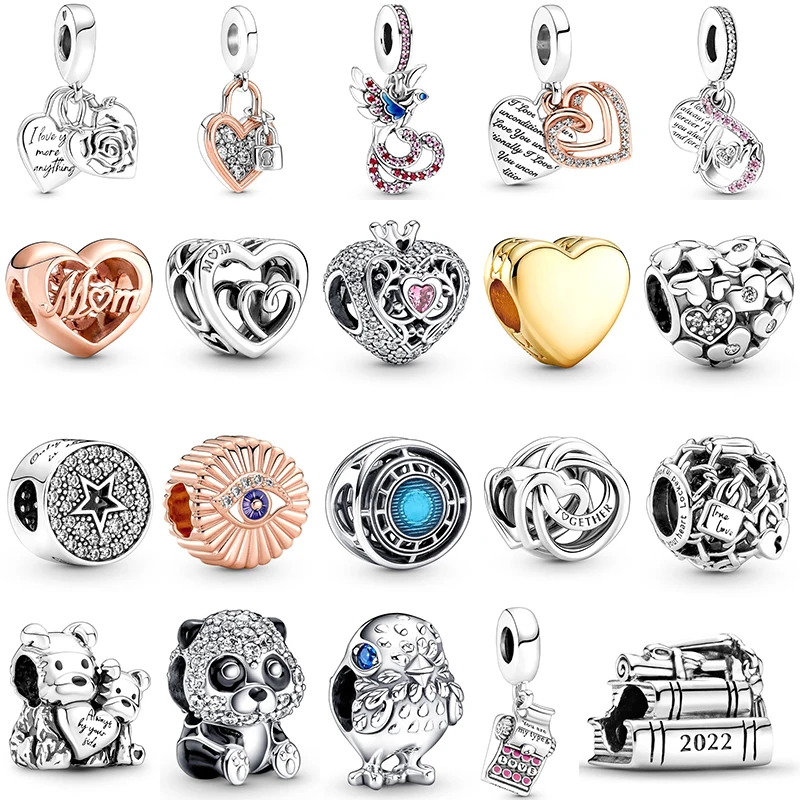 

925 Sterling Silver Mom Heart Mythical Phoenix Dangle Astronaut Bead Fit Original Pandora Charms Bracelets Women DIY Jewelry