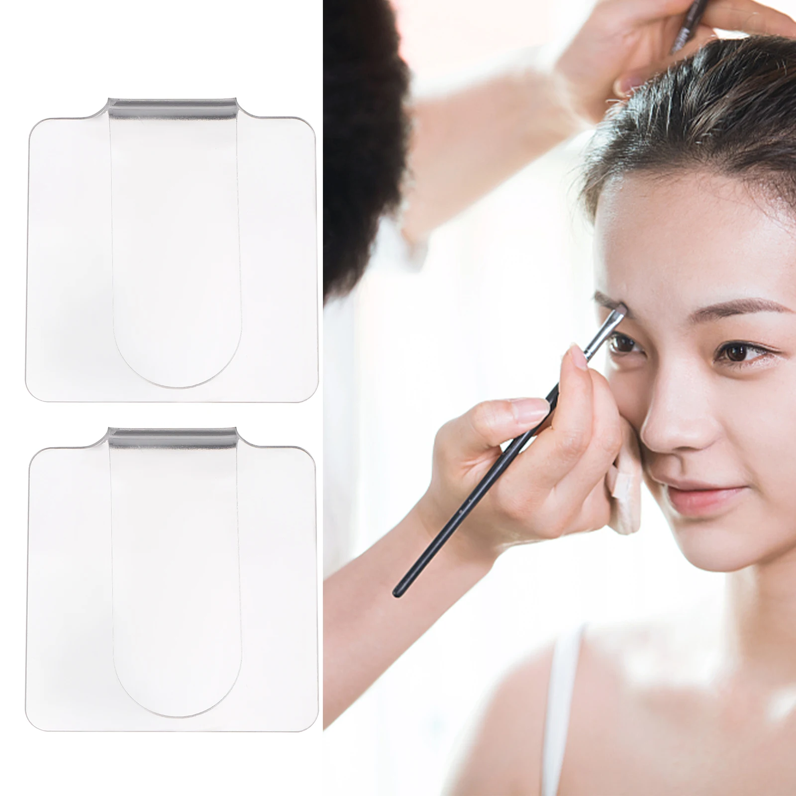 

2pcs Ergonomic Clear Handheld Makeup Palette Nail Art Mixing Tool Acrylic Foundation Portable Wipe Clean for Custom