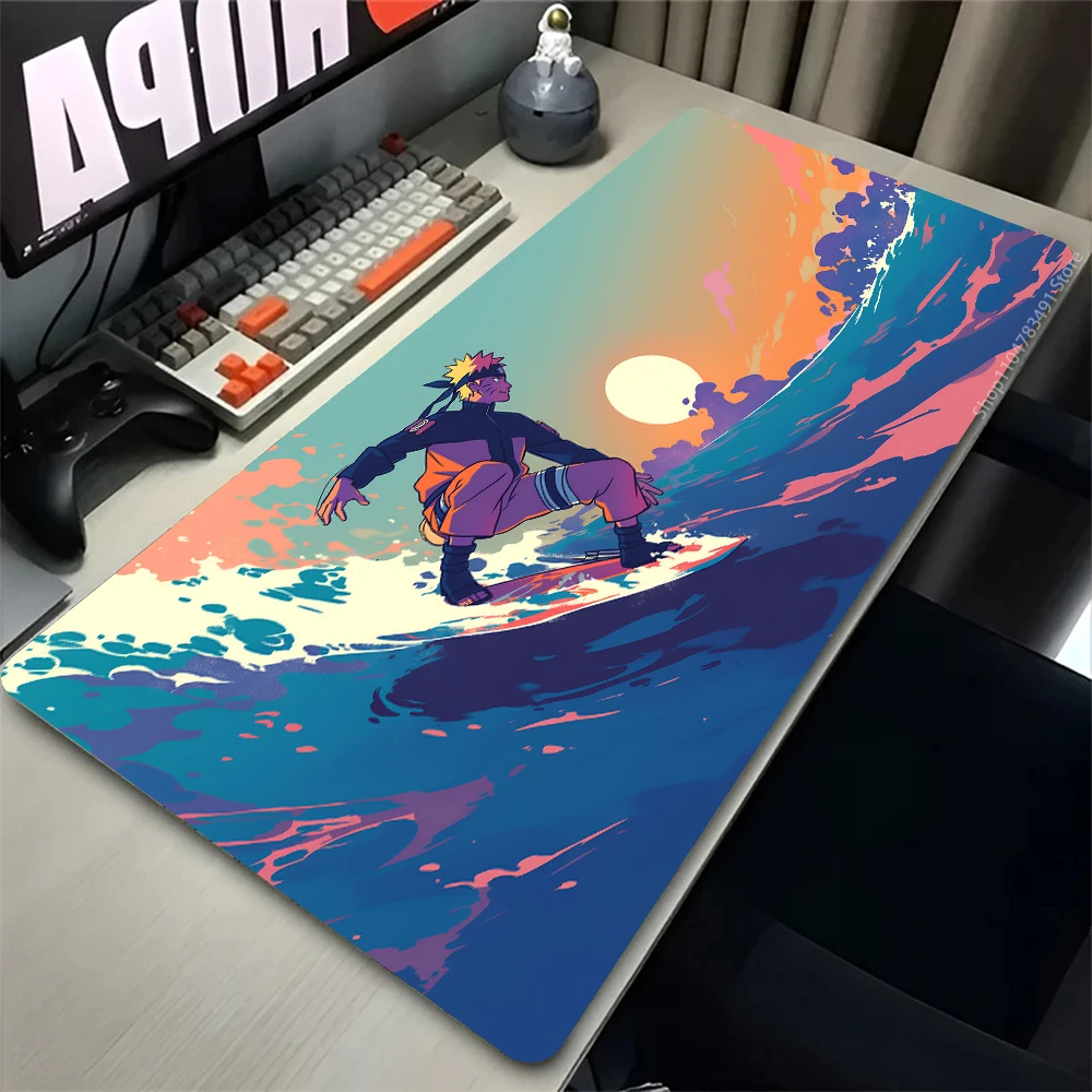 Japan Anime Game Naruto Gaming Tastaturunterlage Laptop Mauspad Coole Mausmatte XXL Schwarz Schreibtischunterlage PC Gamer Teppich Mauspad