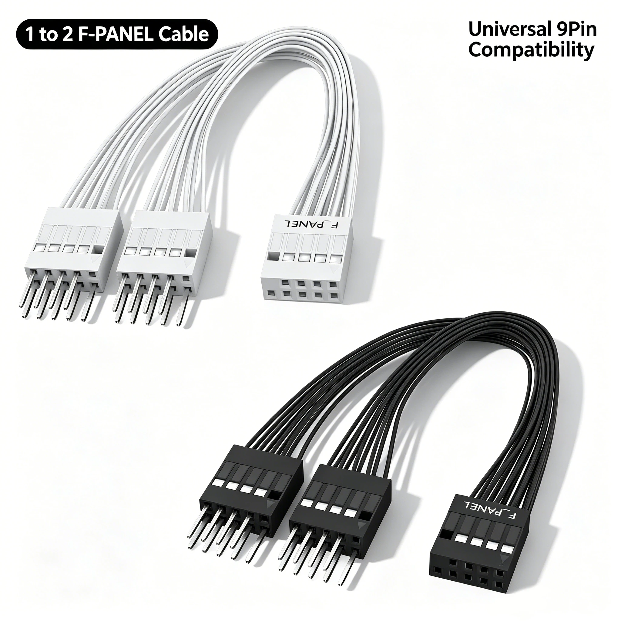 PC Power Switch Splitter, 9-pins moederbord jumper splitter 1 vrouwelijk naar 2 mannelijke adapter voor Power SW, Reset SW, Power LED, HDD