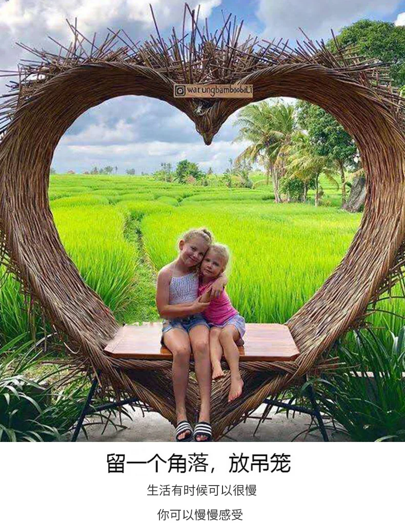 Outdoor heart-shaped bird's nest swing scenic wedding shooting props