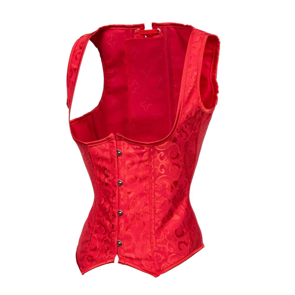 Red Corset Top Sexy Underbust Bustiers For Women Vest Waist Gothic Basques Shaper Strap Corselet Plus Size Lingerie Burlesque