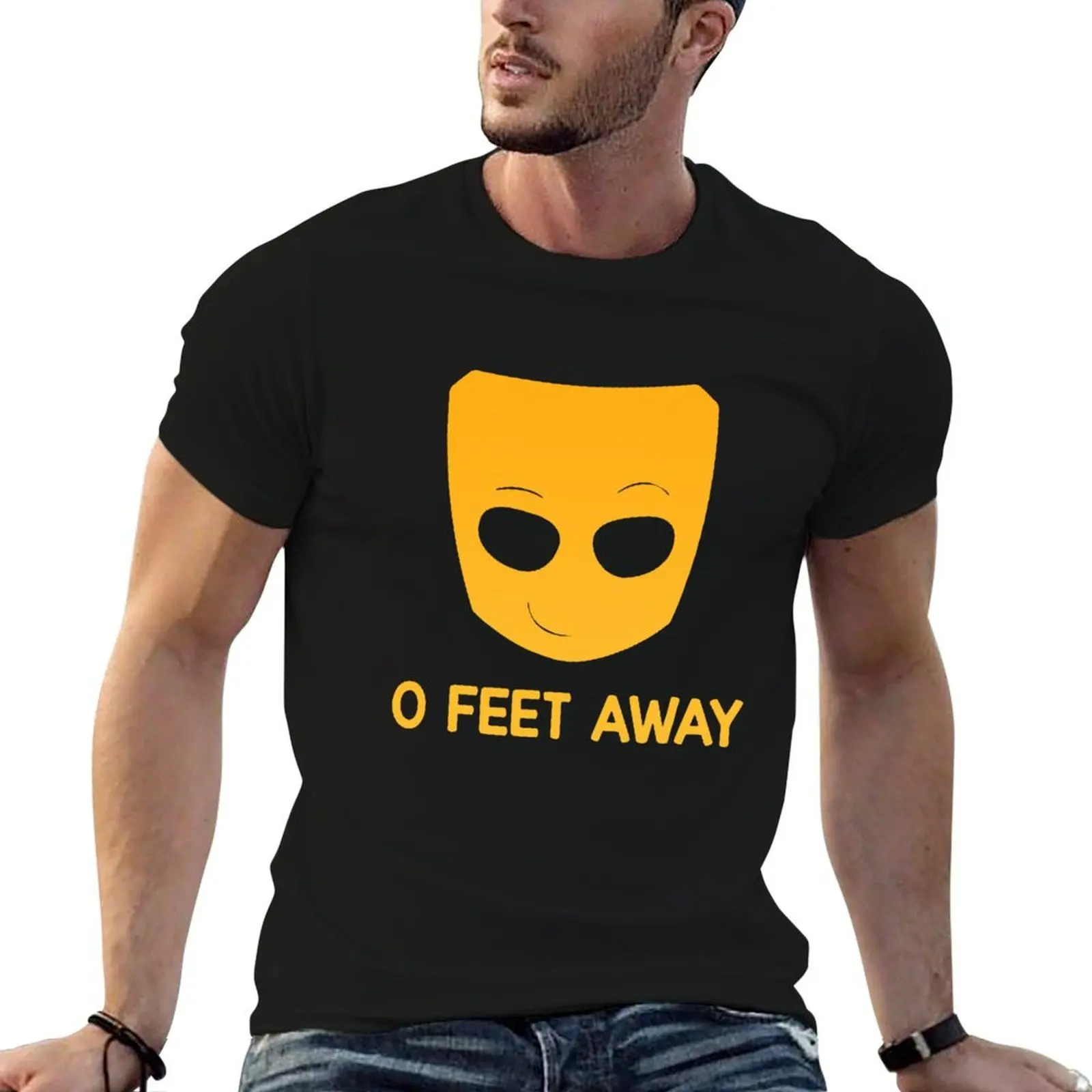 

Grindr - O feet away T-Shirt t shirts for man cotton funny man t shirts for men casual funny t shirts man T-Shirt