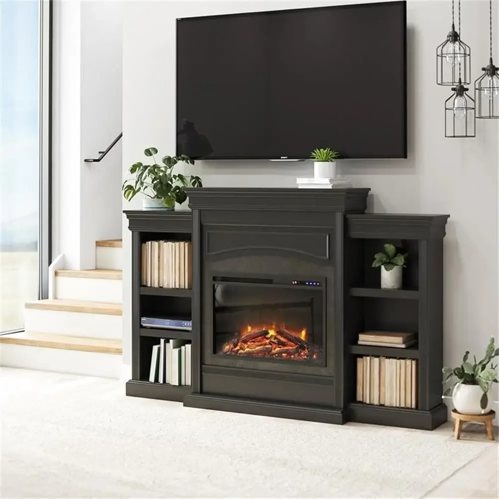 Replaceable Fireplace Insert Heater, Remote Control, Timer, Realistic Log, Flame Effect, for Living Room or Bedroom