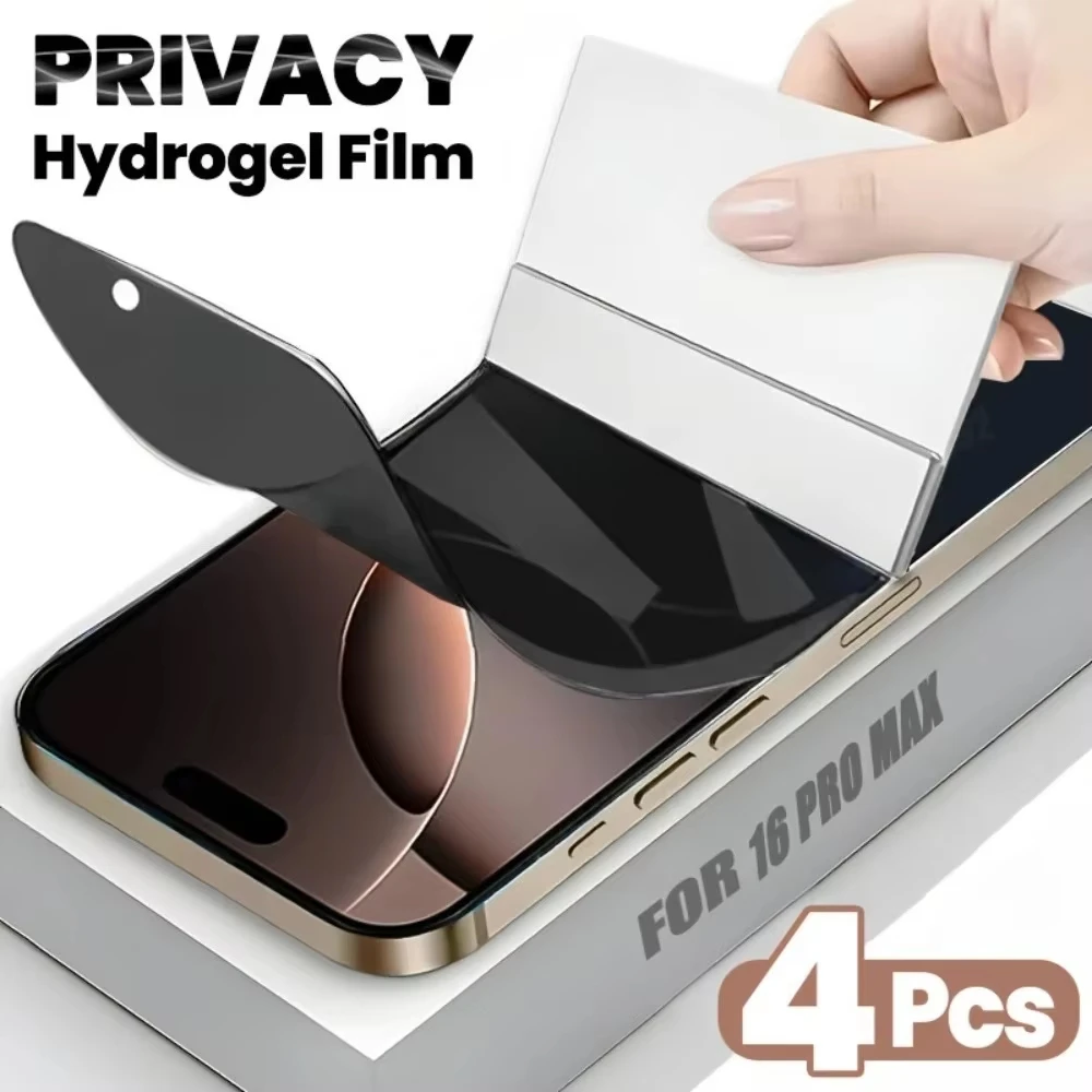 1-4PCS Anti-Spy Hydrogel Film For iPhone 16 Pro 17 15 12 Pro
