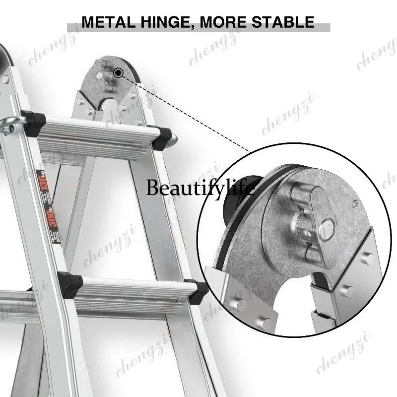 A139 Multifunctional Aluminum Alloy Thickened Folding Portable Engineering Ladder Double Side 2 Meter Straight Combination Ladde
