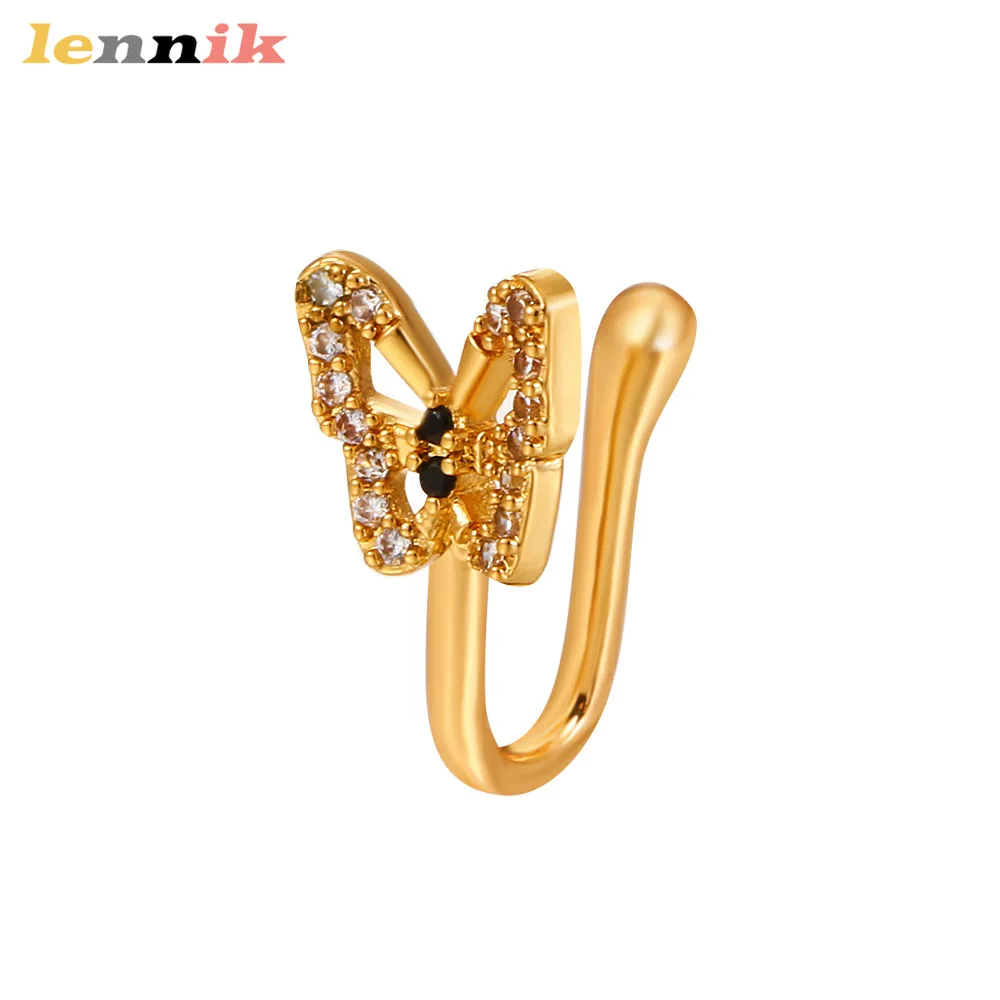 U-شكل وهمية الأنف الدائري فراشة الأنف مسمار الأوروبي ثقب كليب الحد الأدنى الأنف مجوهرات أنيقة التظاهر ثقب الملحقات #5