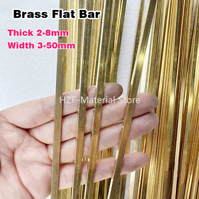 2Pcs Length 495mm Brass Flat Bar Thick 2-8mm Brass Small Flat Strip Decorative Copper Bar Width 3-50mm
