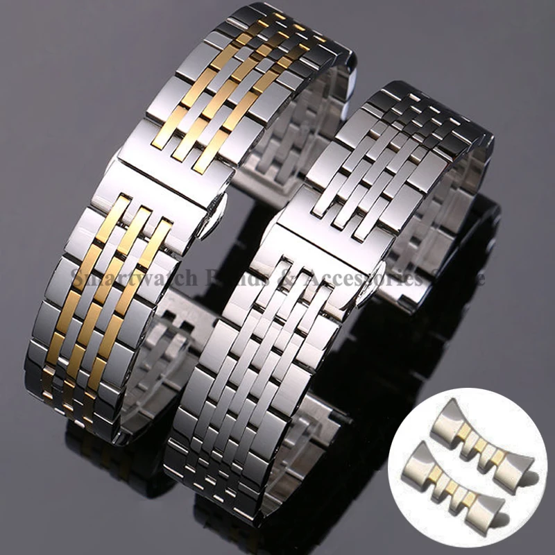 Stainless Steel Watch Strap 12/14/15/16/17/18/19/20/21/22/24mm for Men Women Metal Wrist Band Solid Butterfly Buckle Accessories