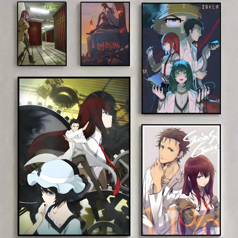 S-S-STEINS G-G-GATE Anime-Poster, HD, wasserdicht, Leinwand-Poster, Kunst: ästhetische Wanddekoration für Zuhause, Bar und mehr
