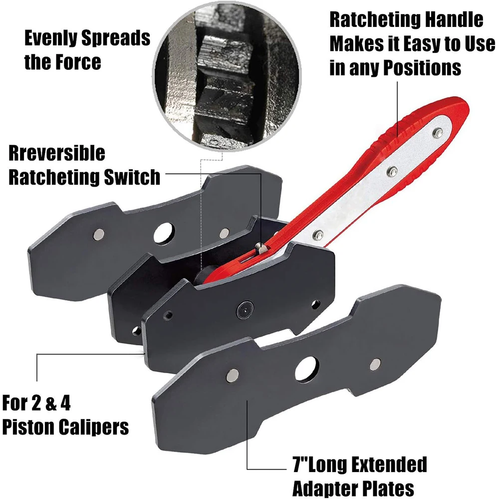 Car Press Single Twin Quad Pistons Install Tool Ratchet Brake Piston Brake Caliper Compression Wrench Caliper Spreader Tool