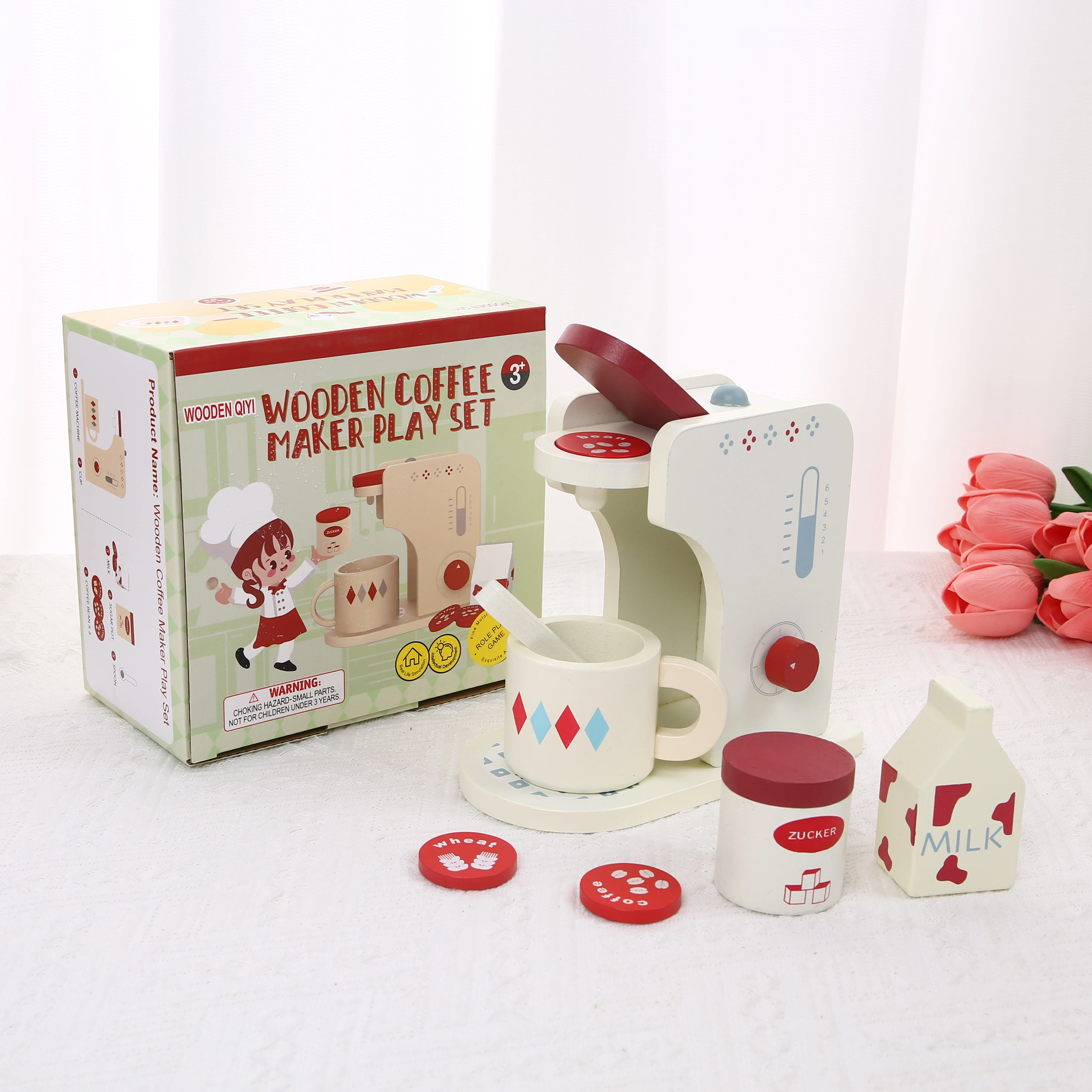 Ekspres do kawy, urządzenie do robienia naleśników, popołudniowa herbata, symulacja domu, interaktywna zabawa rodzic-dziecko, przybory kuchenne