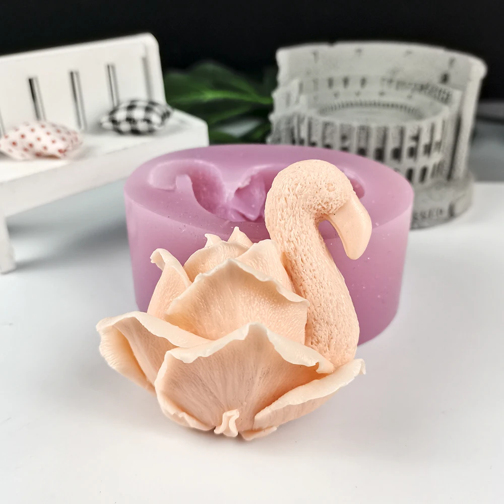 3D Flower Swan Animal & Rose Mochi Toy Candle Silicone Mold Fondant Cake Soap Mould DIY Aroma Household Decoration Craft Tools