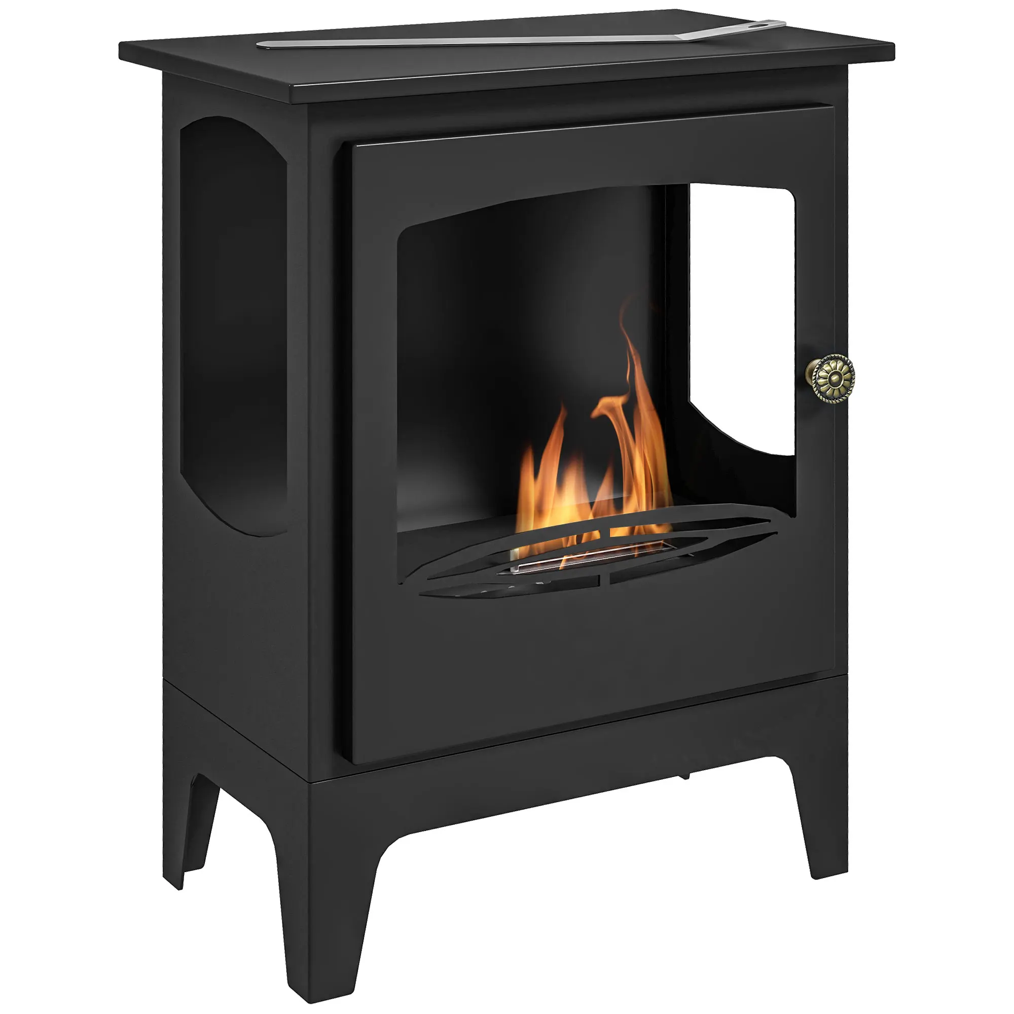 HOMCOM Chimenea de Etanol 7000BTU Tanque de 1,2 L 39x26x54 cm Negro