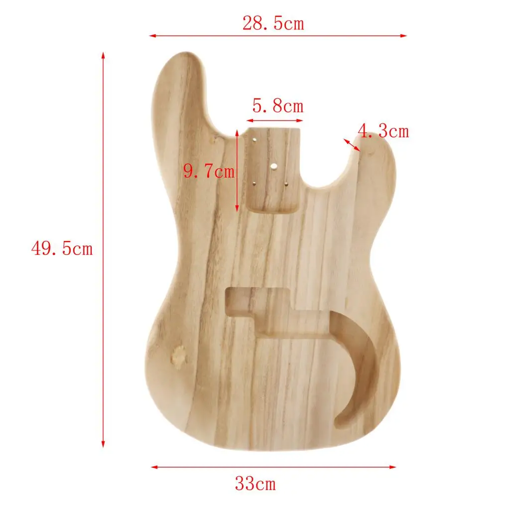 Unfinished Guitar Body Solid Wood Blank Guitar Barrel for PB Bass DIY Parts