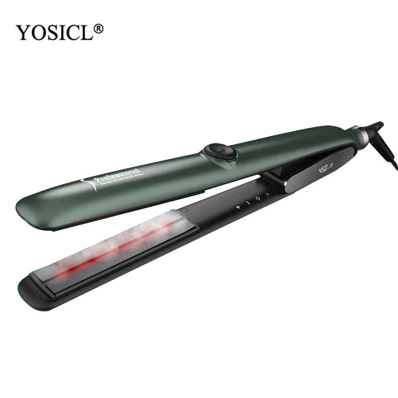 

Infrared Steam Hair Straightener LCD Hair Curler Titanium Ceramic Flat Iron MCH 10S Heating Fast Hair Straightening Iron