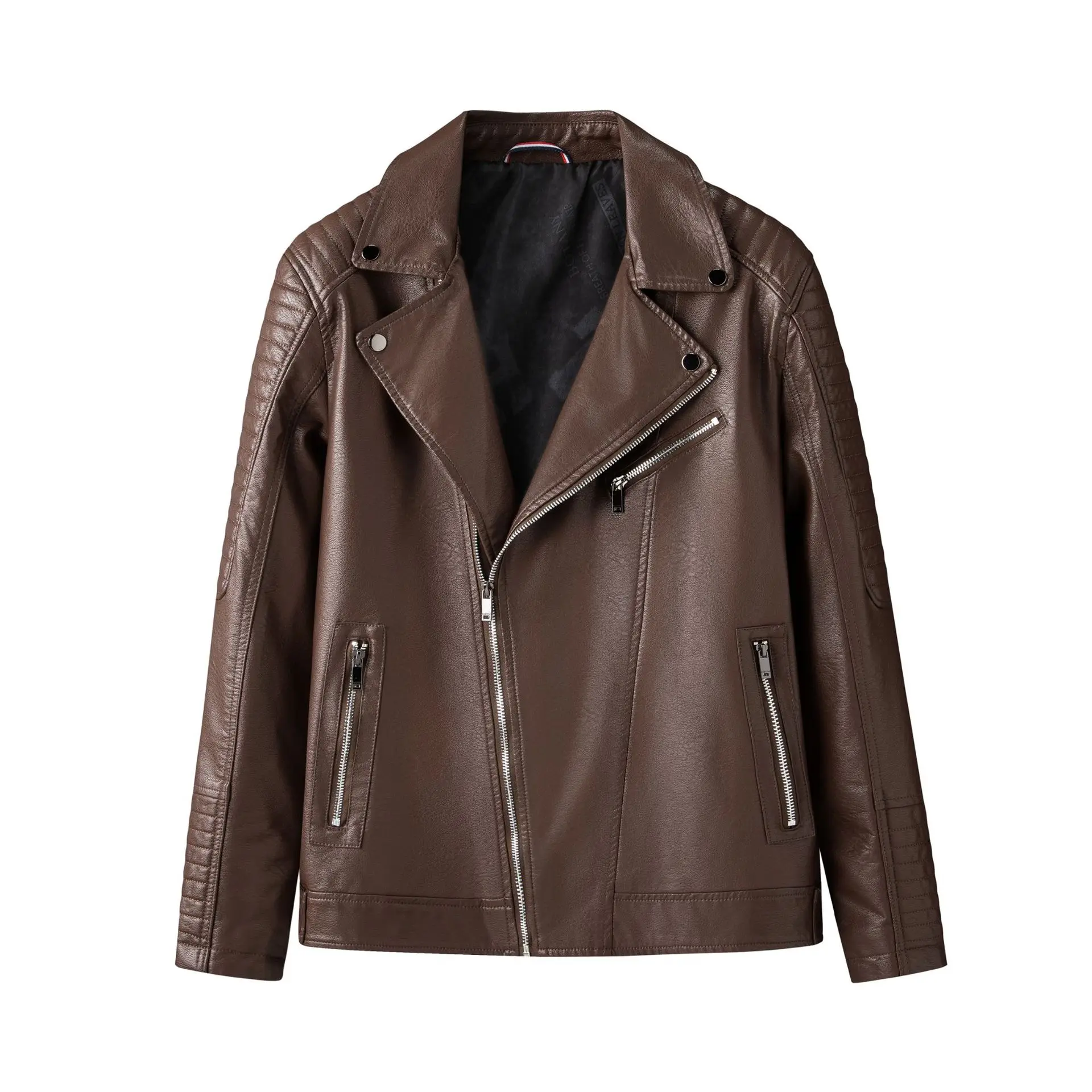 

Men's Leather Coats Trend Jackets Top Clothing Business Men High Quality Clothes New Casual Slim Fit Stand Collar Leather Jacket