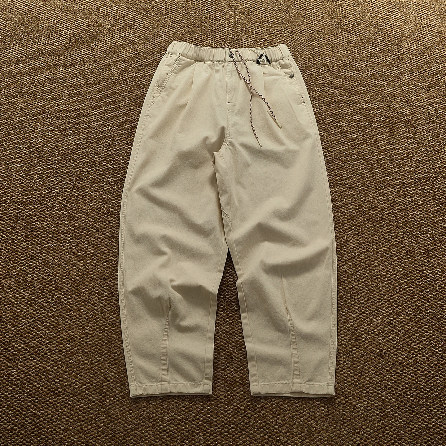 Otoño e Invierno nuevos pantalones casuales de cintura elástica pesada Retro americano pantalones cónicos sueltos rectos de algodón 100% para hombres