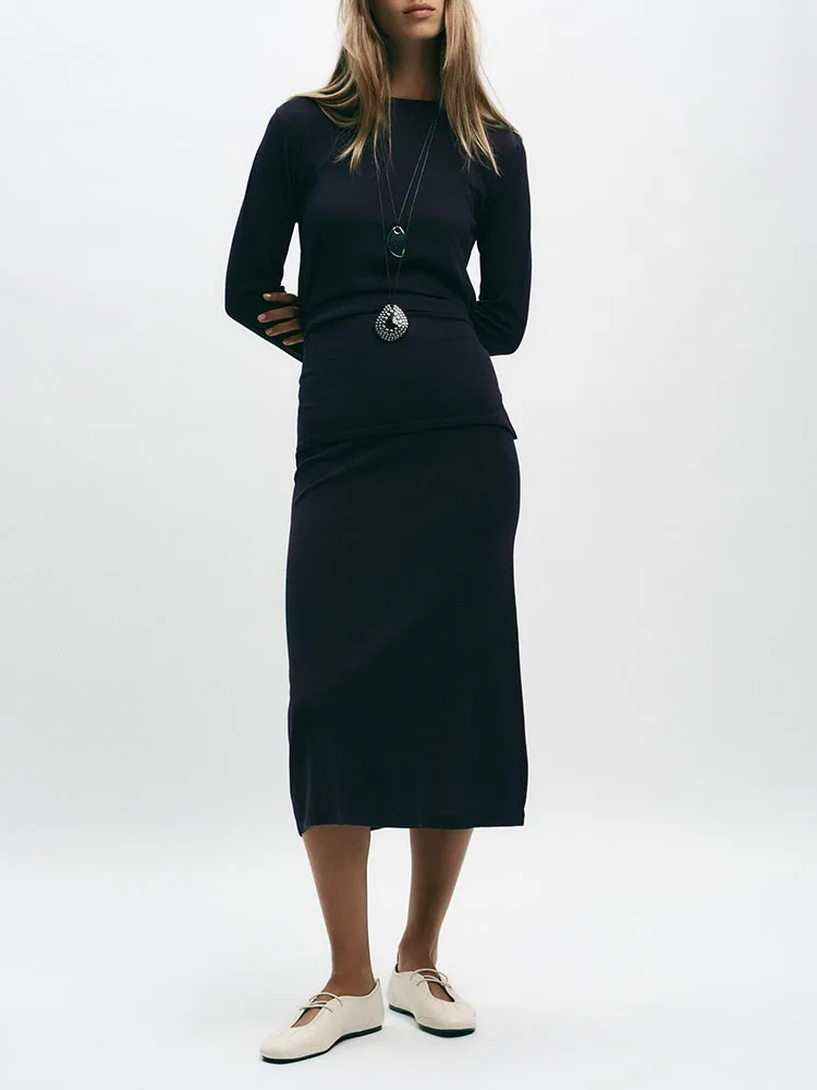 Ele Slim Fit Knitwear round Ne Long Sve Plain Knot Decoration Autumn New Arrival Women's Faion Ethnic Stage Costume