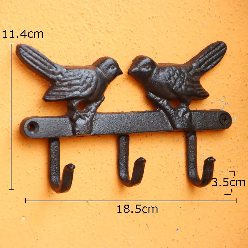 Birds Hook Hanging Shelf Wall Hanging Decorative Hook Black Cast Iron Coat Rack Courtyard Corridor Vintage Outdoor Decoration