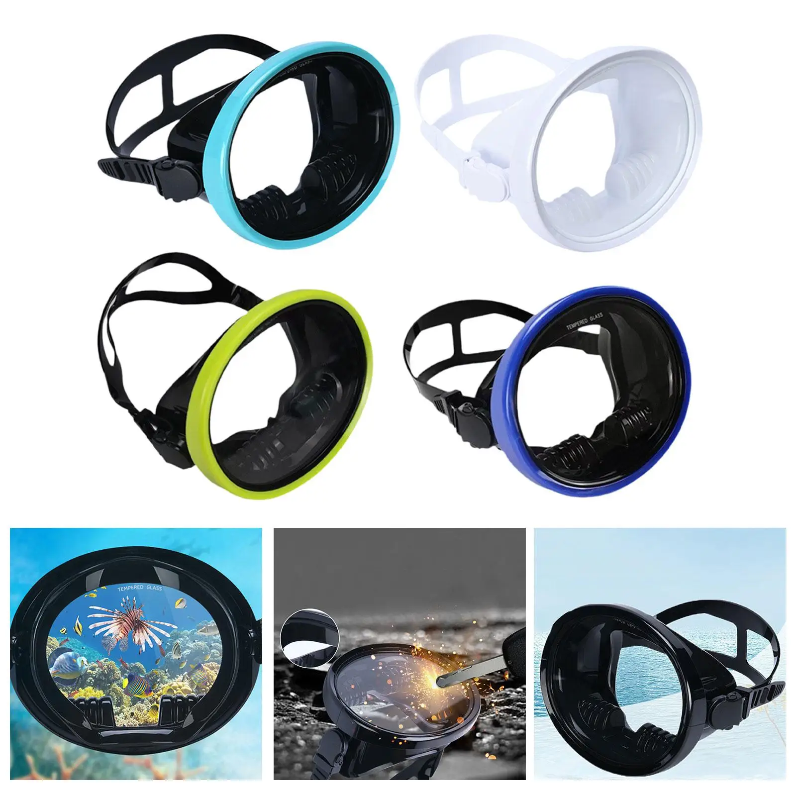 Single Lens Diving Mask Anti Fog Swimming Mask, Leakproof Scratch Resistant Snorkeling Mask Professional Round Dive Equipment