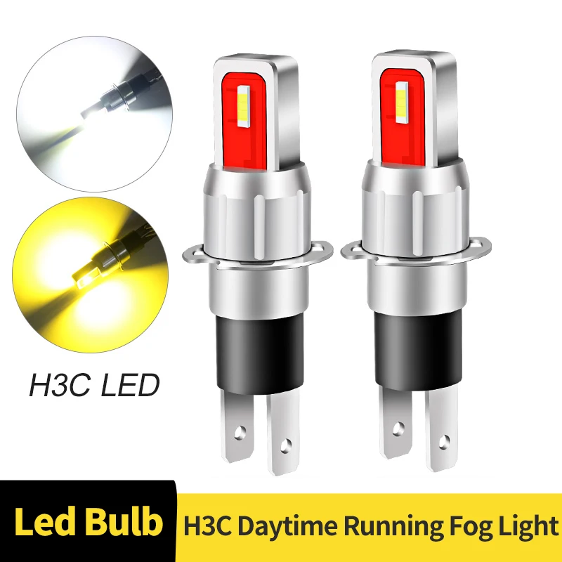 

2PCS H3C Day Running Lamp LED Car Fog Bulbs For Toyota Highlander Previa Nissan Frontier Acura TL Lexus LS400 ES250 White Amber