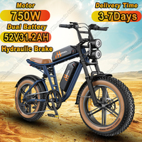 Milezoom Ebike 750W Motor 52V31.2AH Lithium Battery Hydraulic Brake Adult Electric Bike 20in Fat Tire Off-road Electric Bicycle