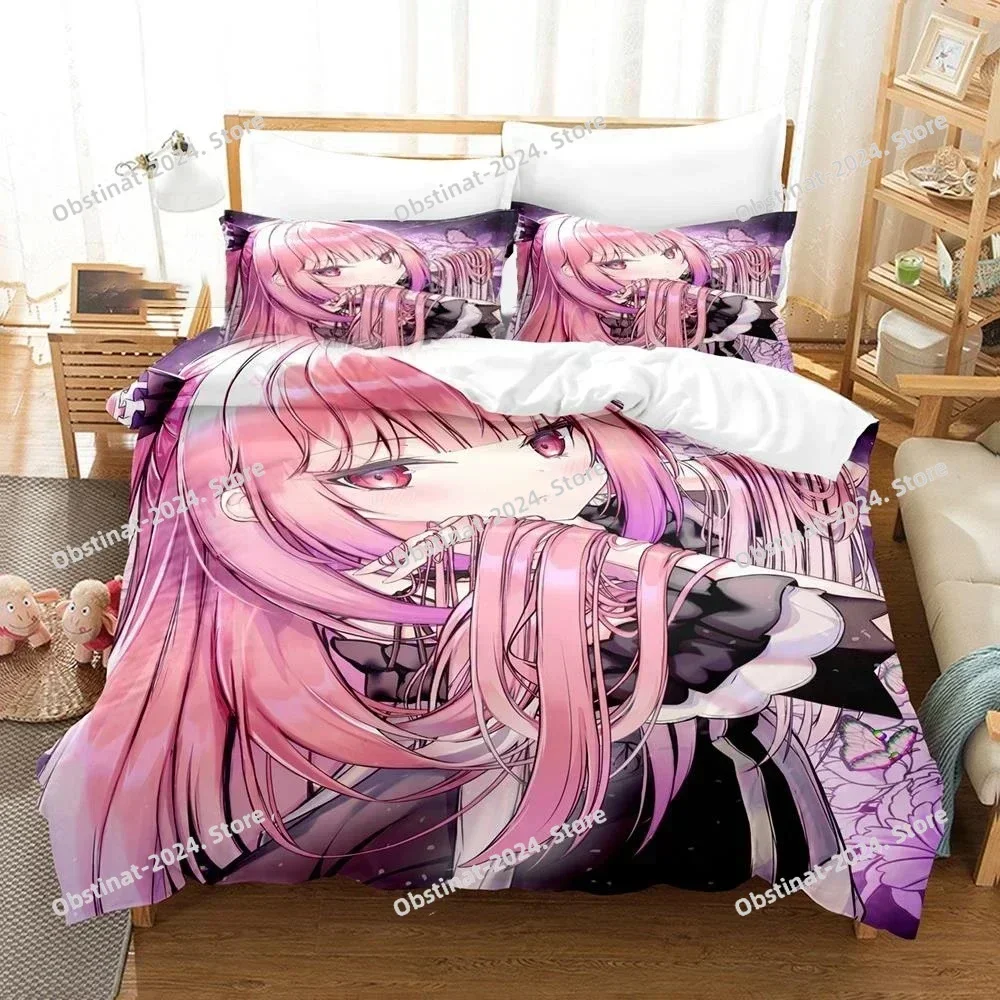 3D Uruha Rushia Anime Hololive Butterfly Girl Printed Bedding Duvet Cover Set Soft Comfortable Perfect Children Room Decoration
