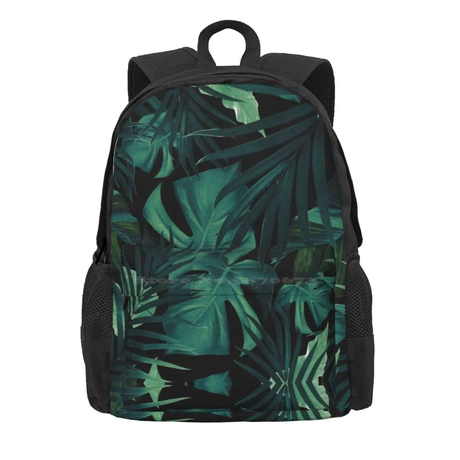 Tropical Jungle Night Leaves Pattern #1 #Tropical #Decor #Art Hot Sale Schoolbag Backpack Fashion Bags Color Digital