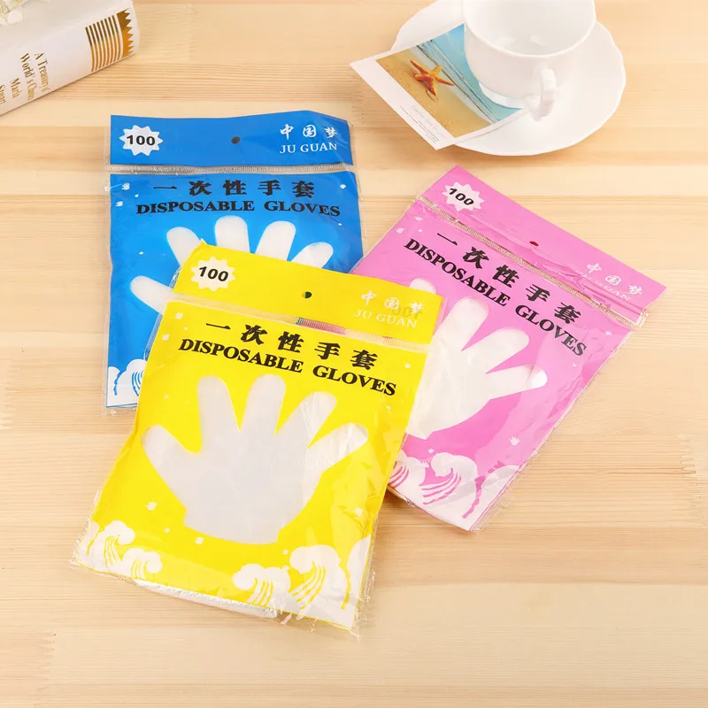 Disposable Gloves Plastic Disposable Gloves for Dishwashing, Catering and Beauty, 100 Packs gloves work