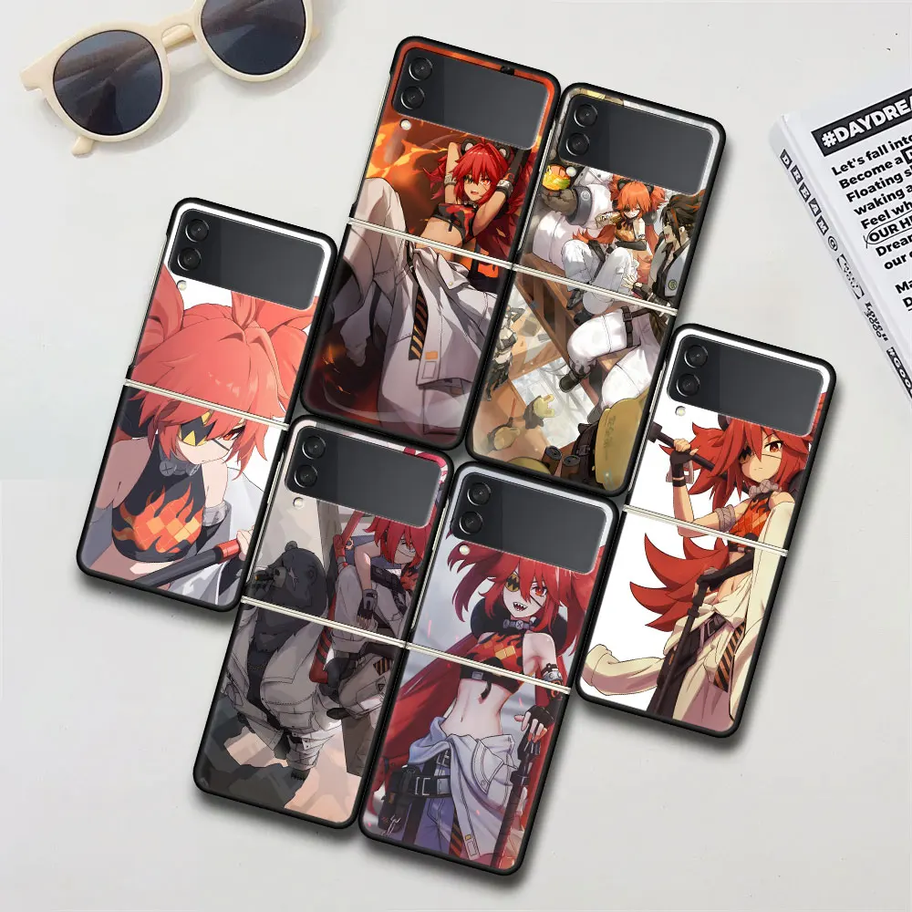 Koleda Belobog ZZZ Game Case for Samsung Galaxy Z Flip4 Flip3 Hard PC Phone Cover Flip 4 3 5G Black Funda Zflip4 Zflip3 Shell