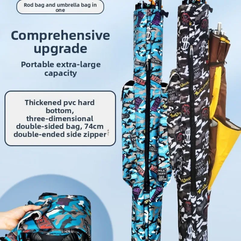 

Lightweight Rigid Bottom Fishing Gear Bag Large Capacity Rod Umbrella Case All in One Travel Tackle Organizer Tackle Bag