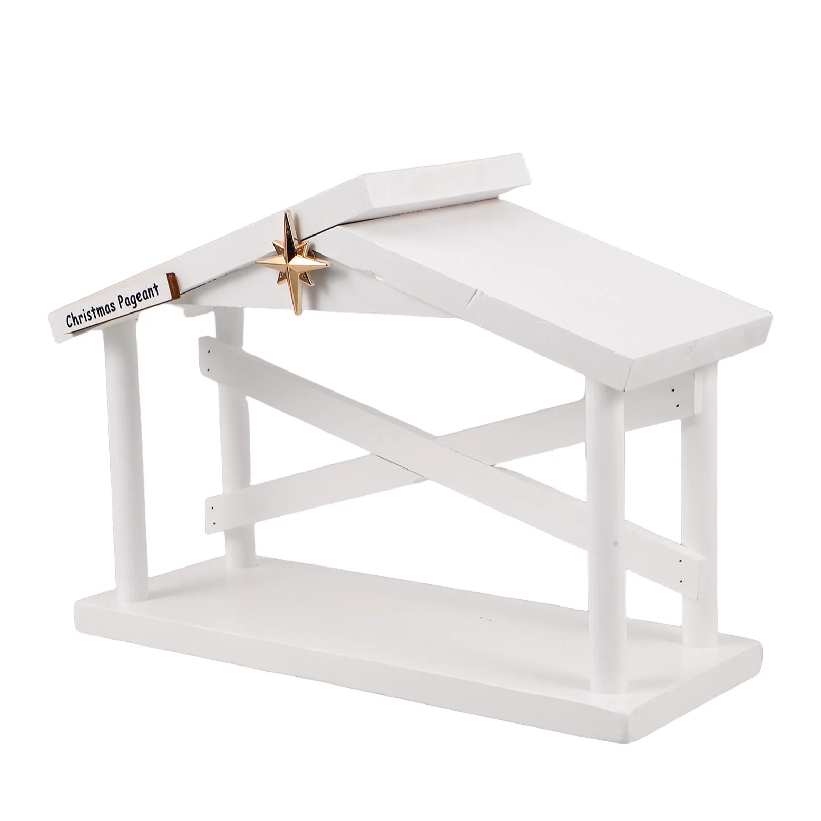 

White Nativity Stable Rustic Wood Manger Christmas Scene Decor Farmhouse Style Indoor Entryway Display Stand Wood Manger