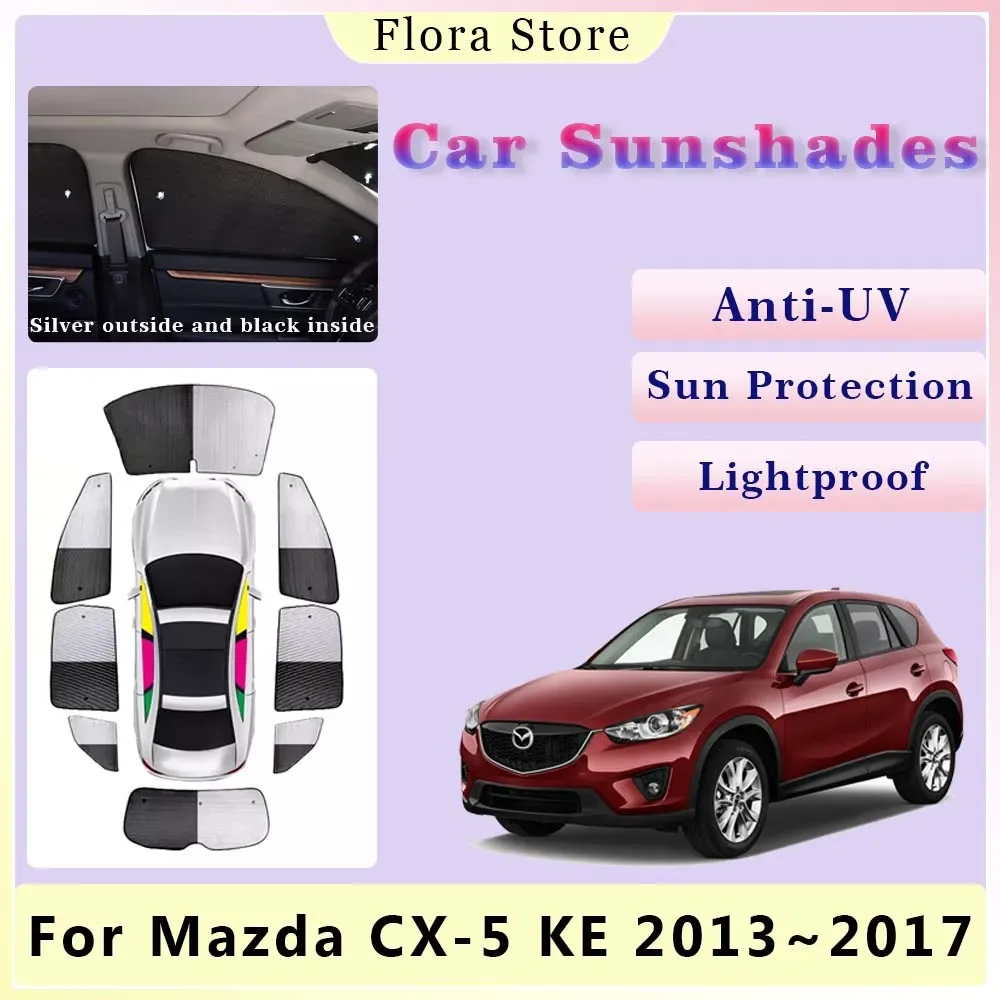 Car Sunshades for Mazda CX-5 KE 2013~2017 Full Coverage Rear Side Window Sunvisor Covers Windshield Anti-UV Curtains Accessories