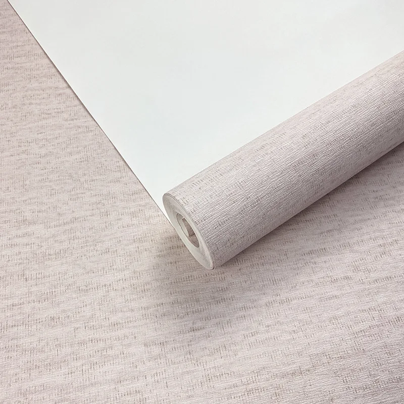 Minimalist Plain Linen Textured Wallpaper Bedroom Non Adhesive Matte Wall Covering for Cafe Hotel & Office Wall Renovation