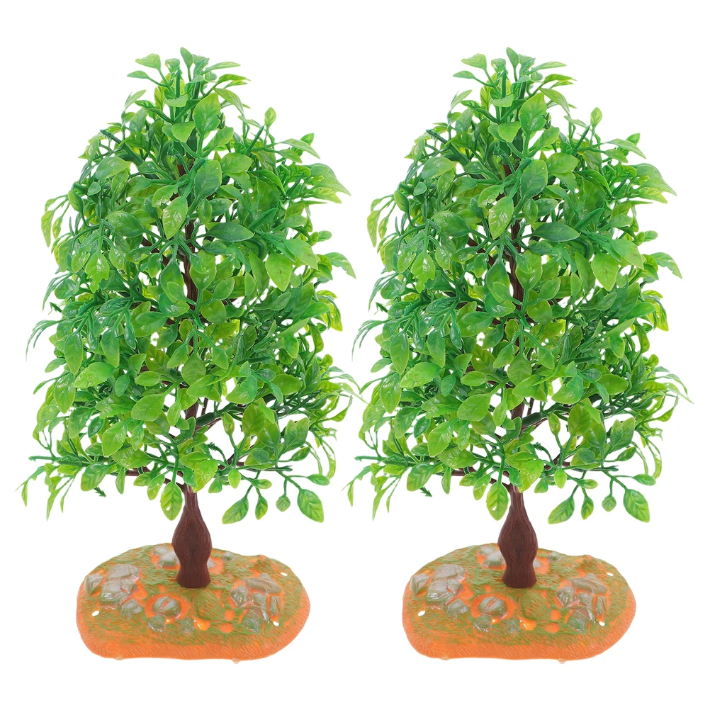 

2pcs Mini Plastic Trees For Crafts Micro Scenery Decor Landscape Tree Diorama Accessories Train Fake Miniature Garden