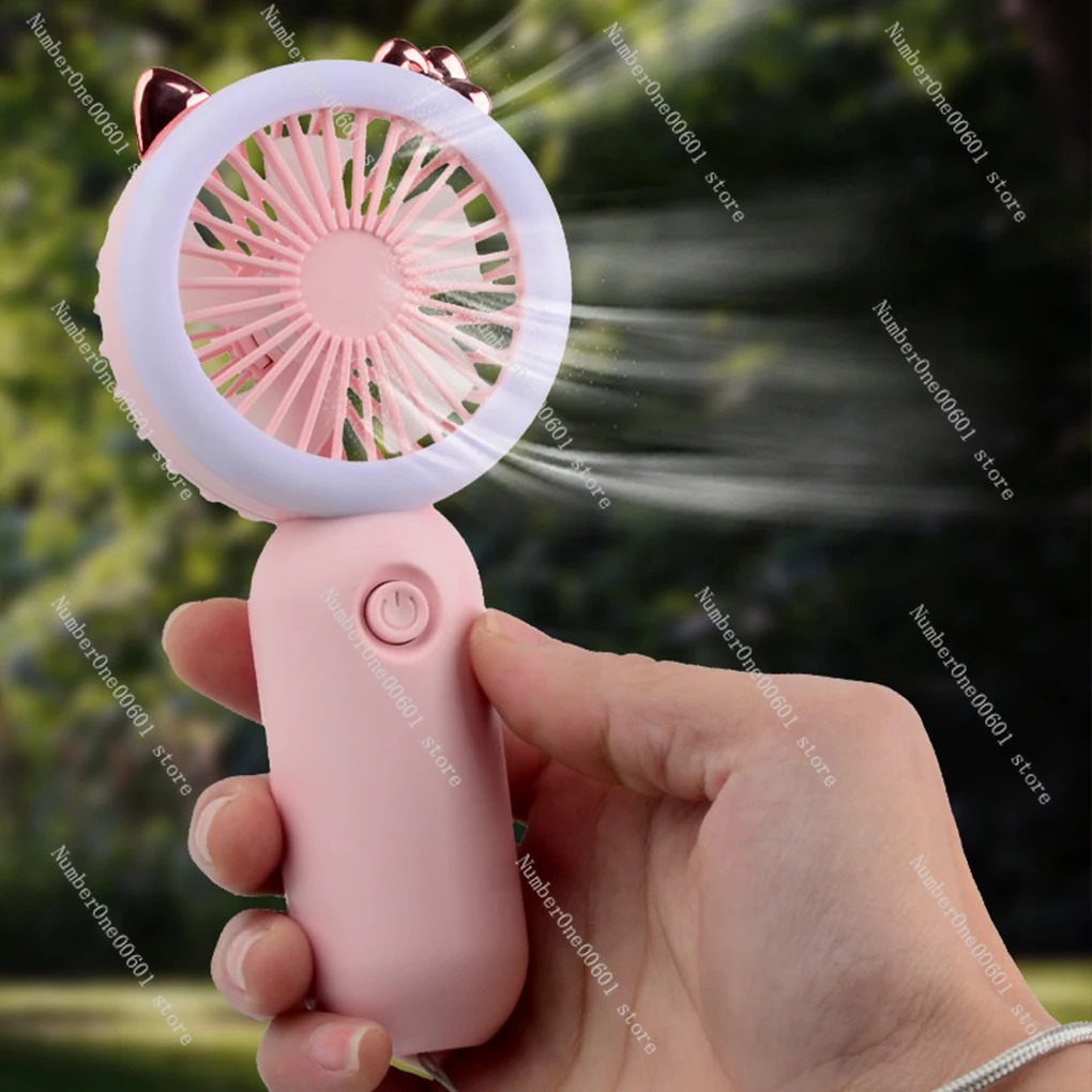 

Cartoon Mini Portable Handheld Fans Silent Outdoor Summer Small Fan USB Charging Cooling Cute Portable Fan with LED Night Light