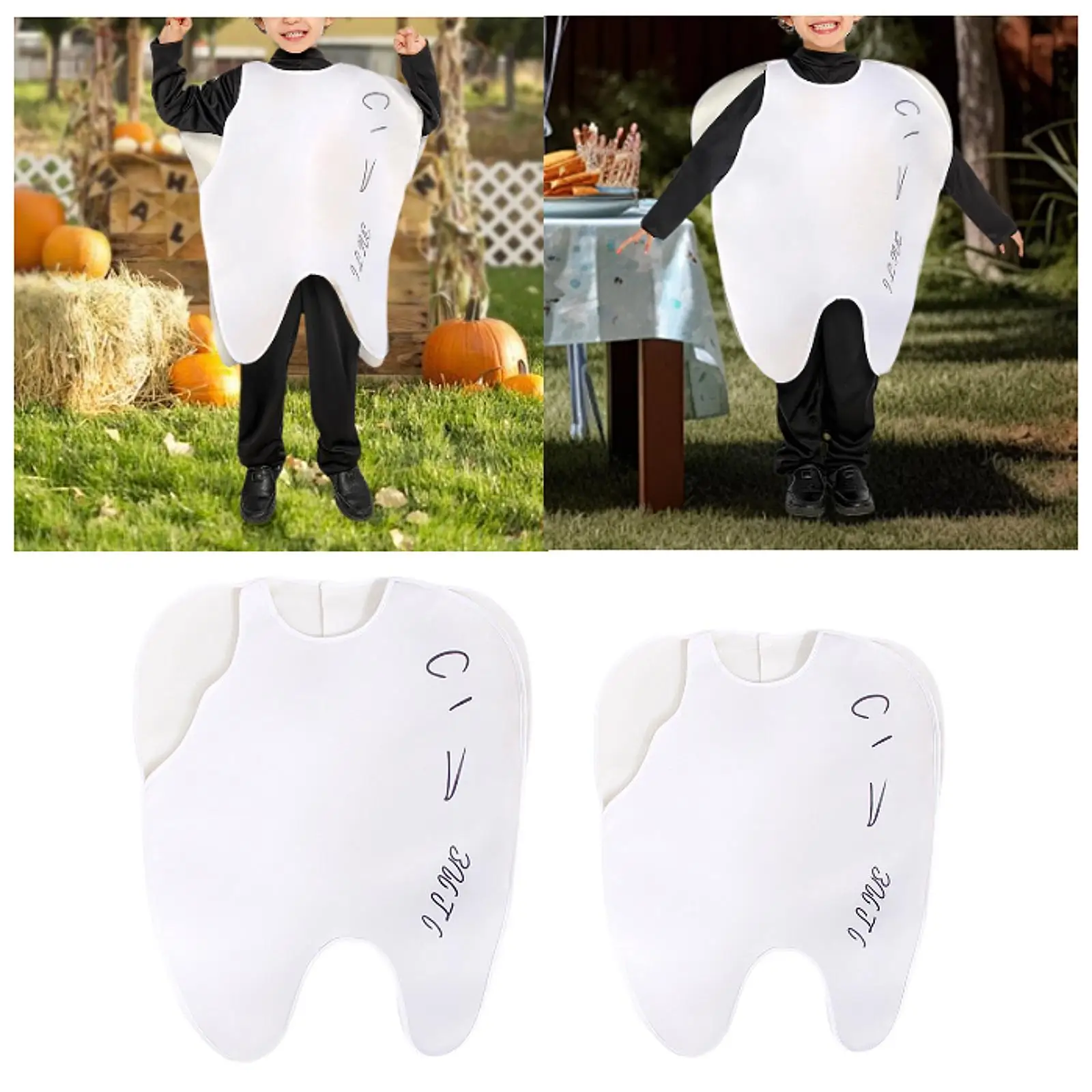 Disfraz de diente para niños, traje decorativo cómodo, versátil y reutilizable para carnaval